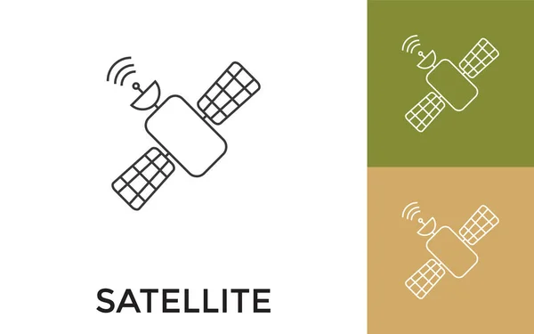 Editierbares Satellite Thin Line Icon Mit Titel Nützlich Für Mobile — Stockvektor