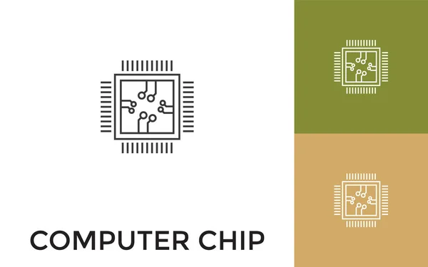 Icono Línea Delgada Chip Computadora Editable Con Título Útil Para — Vector de stock