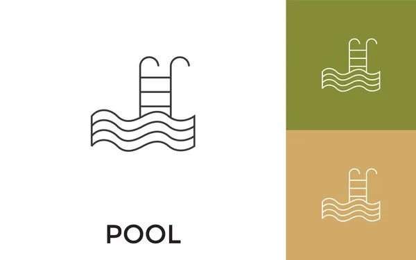 Editable Pool Thin Line Icon Title Useful Mobile Application Website — Stock Vector