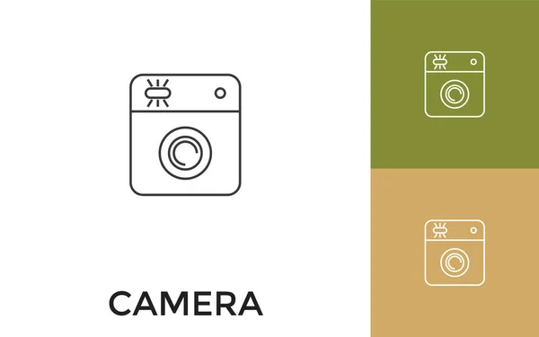 Editierbares Camera Thin Line Icon Mit Titel Nützlich Für Mobile — Stockvektor