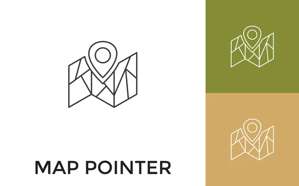 Editable Map Pointer Thin Line Icon Title Useful Mobile Application — Stock Vector