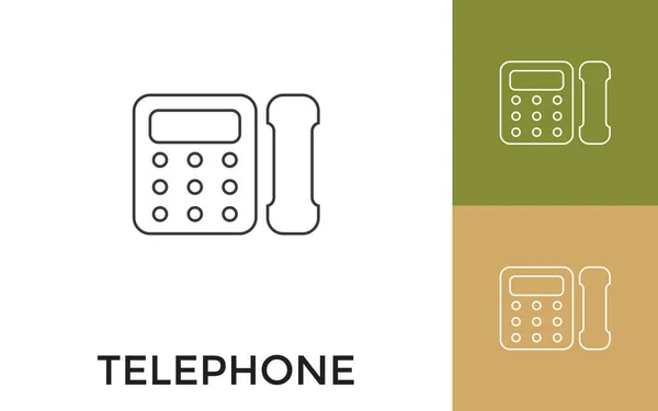 Editable Telephone Thin Line Icon Title Useful Mobile Application Website — Stock Vector
