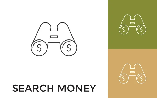 Editable Search Money Thin Line Icono Con Título Útil Para — Archivo Imágenes Vectoriales