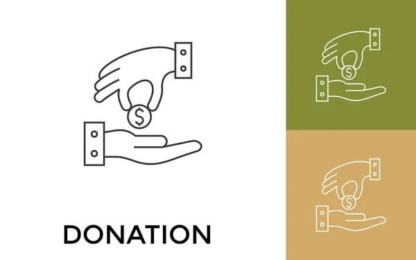 Donación Editable Icono Línea Delgada Con Título Útil Para Aplicaciones — Vector de stock