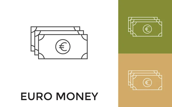 Monnaie Euro Modifiable Ligne Mince Icône Avec Titre Utile Pour — Image vectorielle