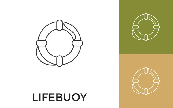 Editable Lifebuoy Thin Line Icono Con Título Útil Para Aplicaciones — Vector de stock