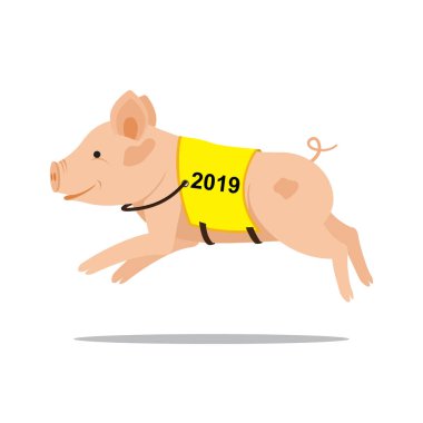 Yeni yıl 2019 sembolü. Sayı ishal ile pembe domuz.