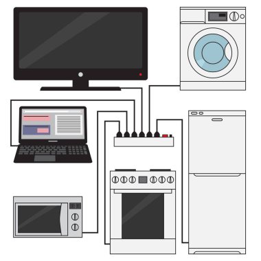 A set of six household appliances. Vector illustration. clipart