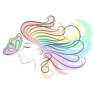 Bir kelebek burnuna kızla.