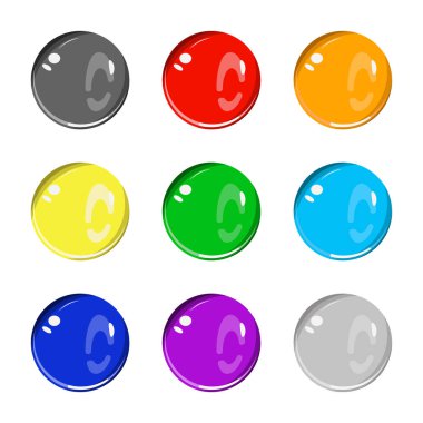 Gökkuşağının renkleri cam topları kümesi.