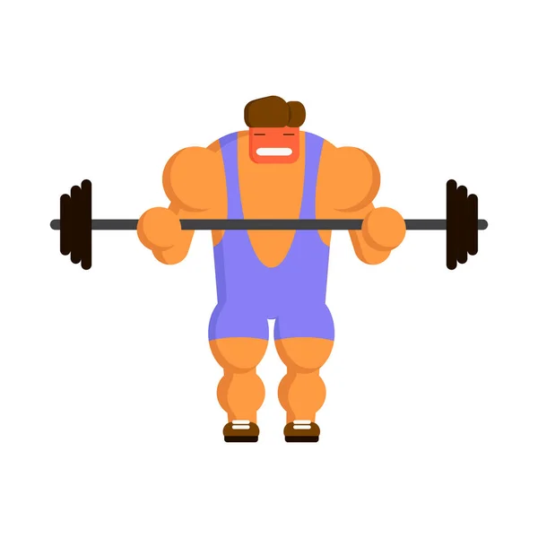 Weightlifter is trying to lift the barbell. — Stock Vector