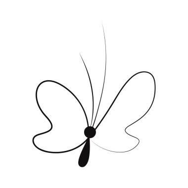 Kelebeğin siyah çizgisi, izole edilmiş. Dekor, logo, simge elementi.