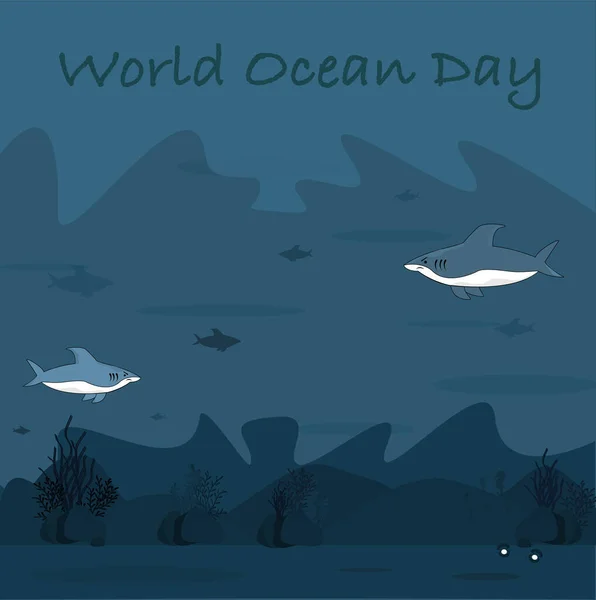 Journée Mondiale Océan Sauver Océan Protéger Environnement Vecteur — Image vectorielle