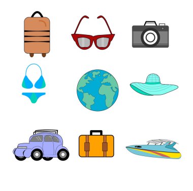 Dünya turizm günü vektörü tatilde mutlu.