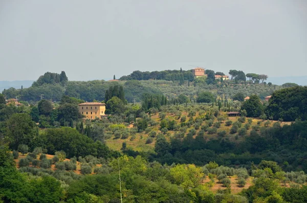 Vistas Campo Toscano Com Edifícios Históricos Itália — Fotografia de Stock