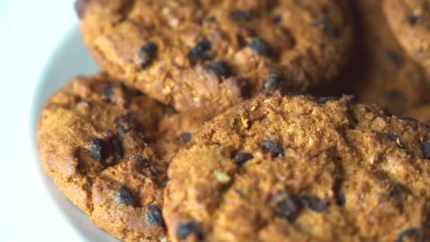 Des Biscuits Gâteau Aux Croustilles Avec Des Morceaux Chocolat Peu — Video