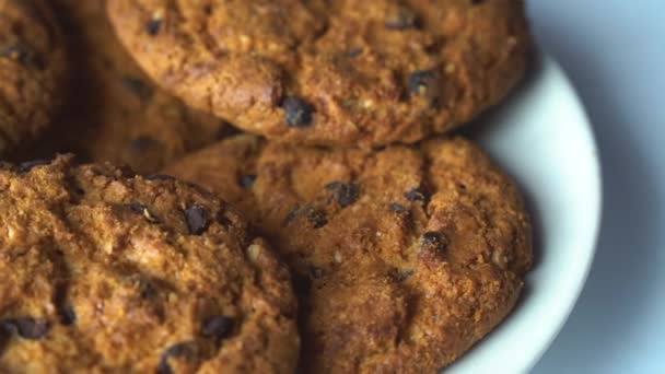 Délicieux Biscuits Gâteau Aux Croustilles Avec Des Morceaux Chocolat Gros — Video