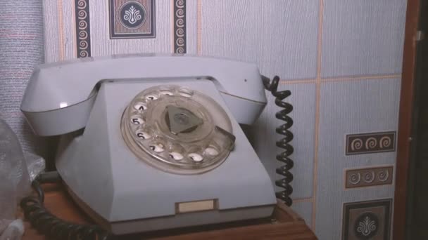 Vista Cerca Dial Teléfono Antiguo — Vídeo de stock