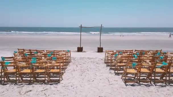 Huwelijksceremonie Het Strand Decoratie Voor Huwelijksceremonie Het Strand — Stockvideo