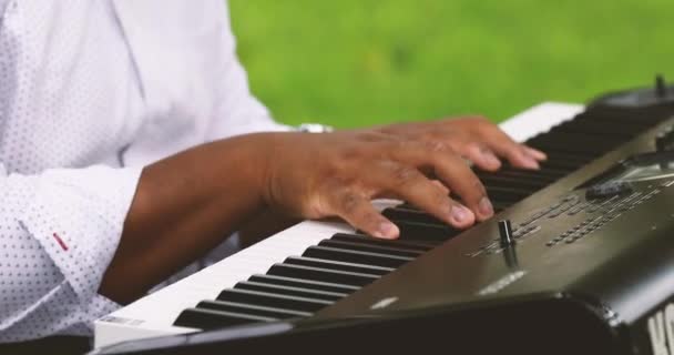 Pianista Gra Pianinie Instrumenty Muzyczne Grand Piano Szczegóły — Wideo stockowe