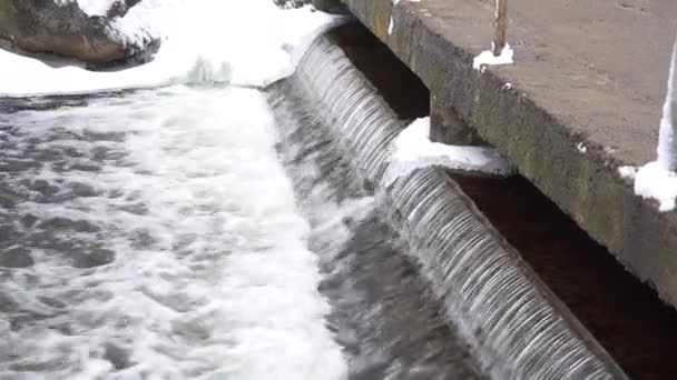 Wodospad Kaskadowy Strumień Wody Spray Splash Zbliżenie Krystalicznie Czystej Wody — Wideo stockowe