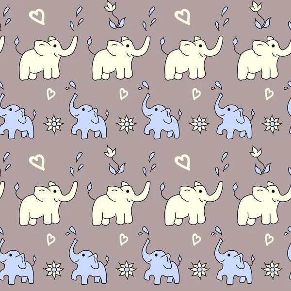 Симпатичний Малюк Слонів Вектор Простий Безшовний Фон Дітей — стоковий вектор