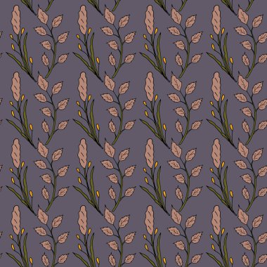 Çiçek ve yaprakları ile sonbahar sorunsuz vektör desen