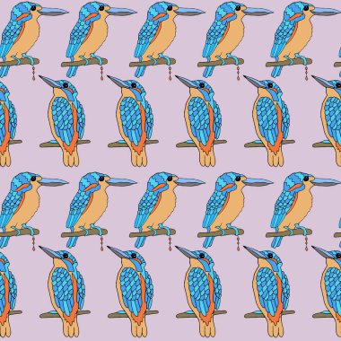 Kingfisher kuş vektör seamless modeli