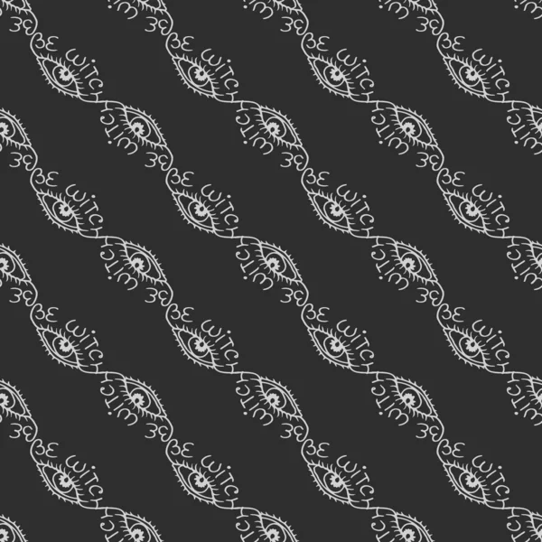 Ведьма Глаз Колдовство Бесшовный Узор Черно Белый Графический Вектор — стоковый вектор