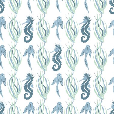 Denizatı ile sualtı yaşamı sorunsuz desen, vektör