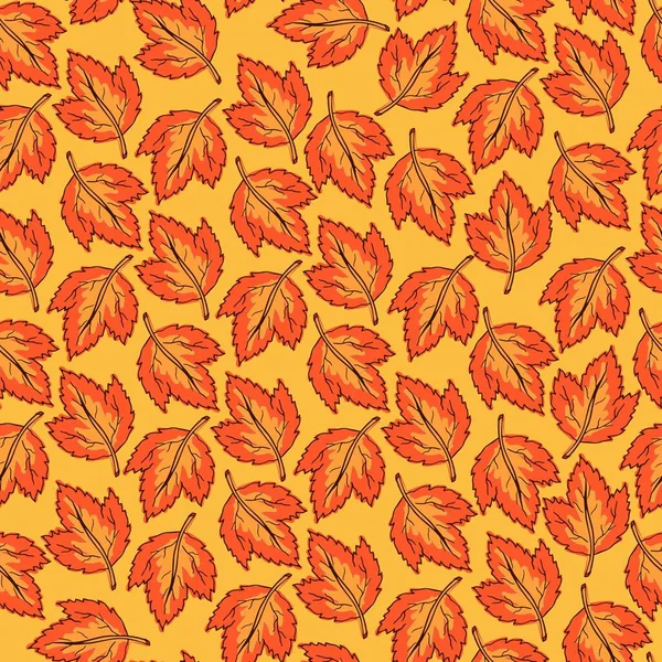 秋は黄色の背景にシームレスなパターンを残します ファッション Print — ストックベクタ
