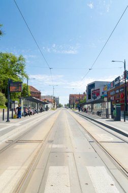 Olsztyn, Polonya - 1 Mayıs 2018: Jozef Klemens Pilsudski'nın avenue Olsztyn.