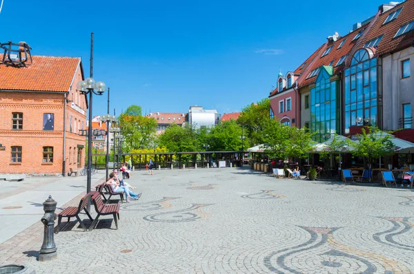 Olsztyn Polônia Maio 2018 Praça Mercado Peixe Cidade Velha Olsztyn — Fotografia de Stock