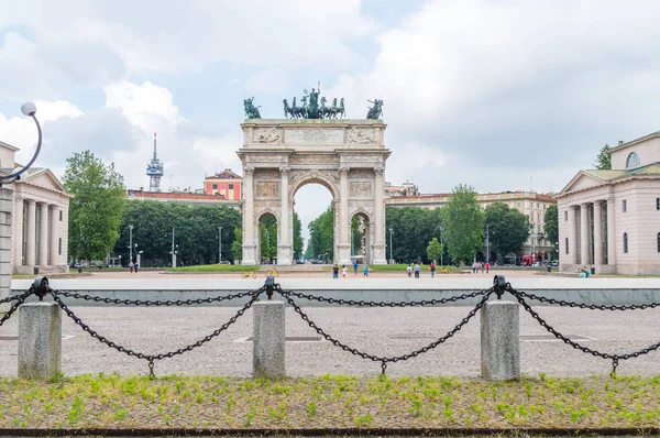 Oblouk Mír Porta Sempione Miláně Itálie — Stock fotografie