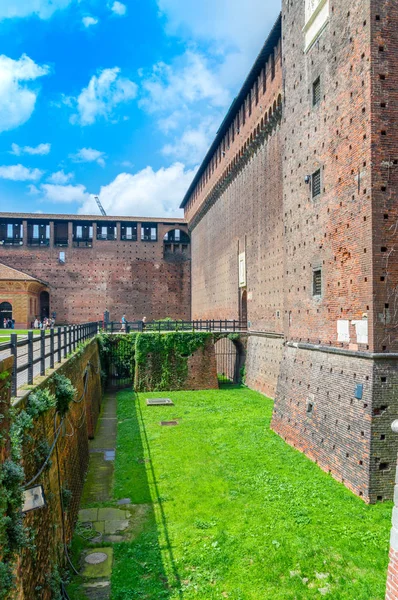 Pared Del Castillo Sforza Milán Italia —  Fotos de Stock