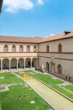 Milan, Italy - May 29, 2018: La Corte Ducale in Sforza Castle (Castello Sforzesco).