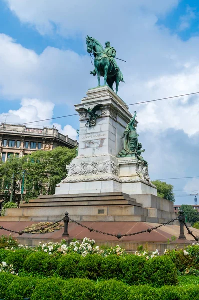 Milan Italie Mai 2018 Statue Bronze Giuzeppe Garibaldi Cheval Milan — Photo