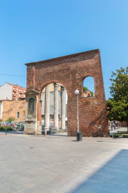 Milan, İtalya - 1 Haziran 2018: Duvar sütunları San Lorenzo'ya ait.