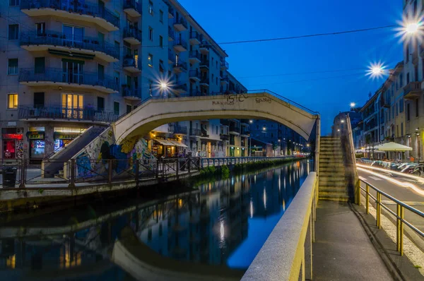 Милан Италия Мая 2018 Года Мост Через Канал Naviglio Grande — стоковое фото