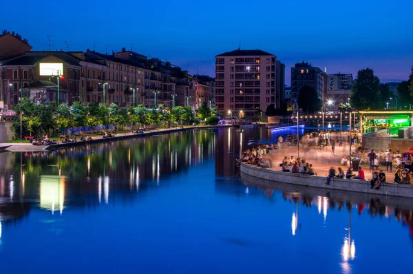 意大利米兰 2018年5月31日 在米兰 Naviglio 格兰德运河之夜 — 图库照片