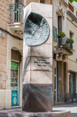 Barcelona, Spain - June 7, 2018: A les Colles de Sant Medir sculpture in Barcelona.