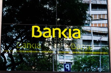 Barcelona, İspanya - 7 Haziran 2018: Logo Bankia İspanyolca banka.