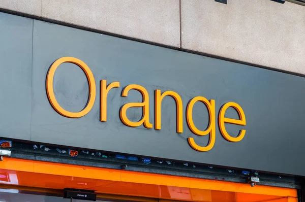Barcelona Spain June 2018 Logo Sign Orange Mobile Company Belong — Stock Photo, Image