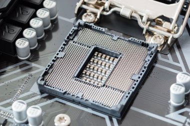 Pruszcz Gdanski, Polonya - 13 Haziran 2018: Intel Lga 1151 soket Pc anakart üzerinde.