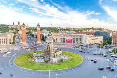 Barcelona, Spain - June 6, 2018: View on Placa d'Espanya in Barcelona.