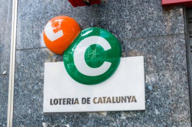 Barcelona, İspanya - 10 Haziran 2018: Logo ve Loteria de Catalunya iz.