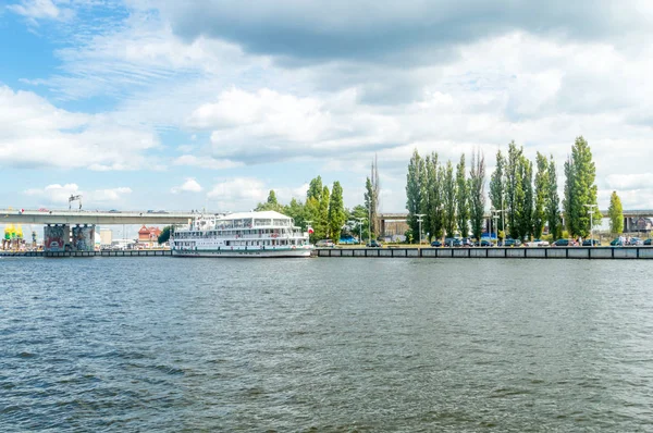 Szczecin Polen 2018 Oder Fluss Mit Schiff Szczecin — Stockfoto