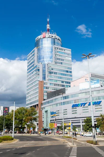 Szczecin Polen Augusti 2018 Street View Pazim Näst Högsta Byggnaden — Stockfoto