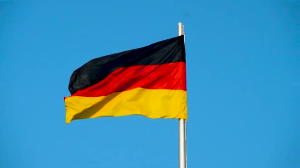 German Flag Flag Germany Waving Windy Day Black Red Gold — Stock Video