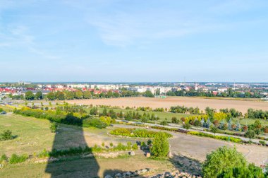 Swiebodzin, Polonya - 19 Ağustos 2018: Panoramik Swiebodzin Mesih'in heykel Kral.